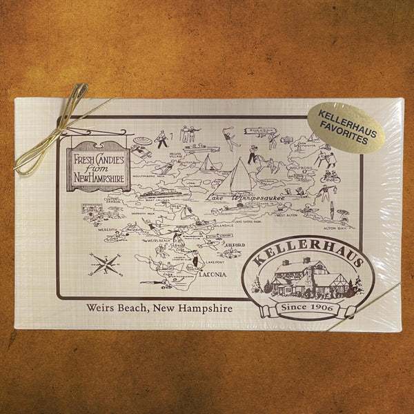 Kellerhaus box wrapped in plastic with a gold bow and Kellerhaus Favorites sticker