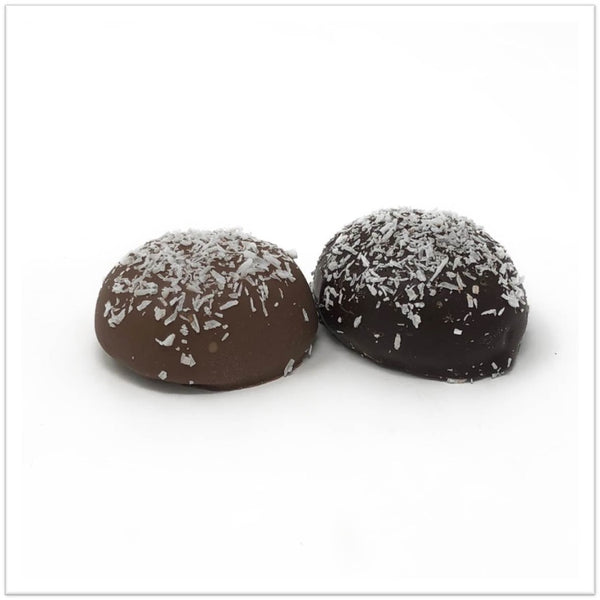Dark and milk coconut creams side by side