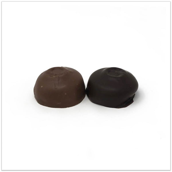 One milk chocolate and one dark chocolate orange jelly