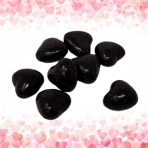 Heart shaped caramel coated in dark chocolate