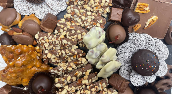 Assorted Kellerhaus Chocolates on a slate board