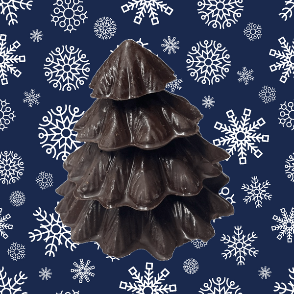 Dark chocolate 3D Christmas tree. Four Stacks.