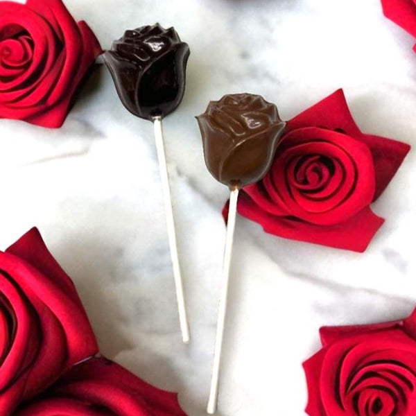 Dark and Milk chocolate rose pops