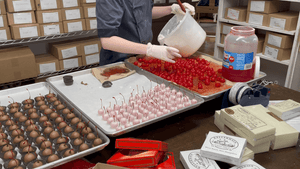 Making chocolate covered cherries