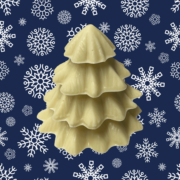 White chocolate 3D Christmas tree. Four Stacks.